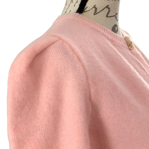 NEW Elegant Decorative Gold and Pearl Button Front Cardigan Sweater Light Pink S - Picture 5 of 9